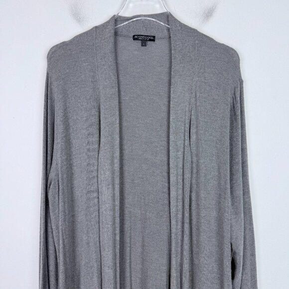 NWT Beyond Yoga High Slits Long Duster Cardigan Heather Gray Size Large L NEW - Picture 2 of 10